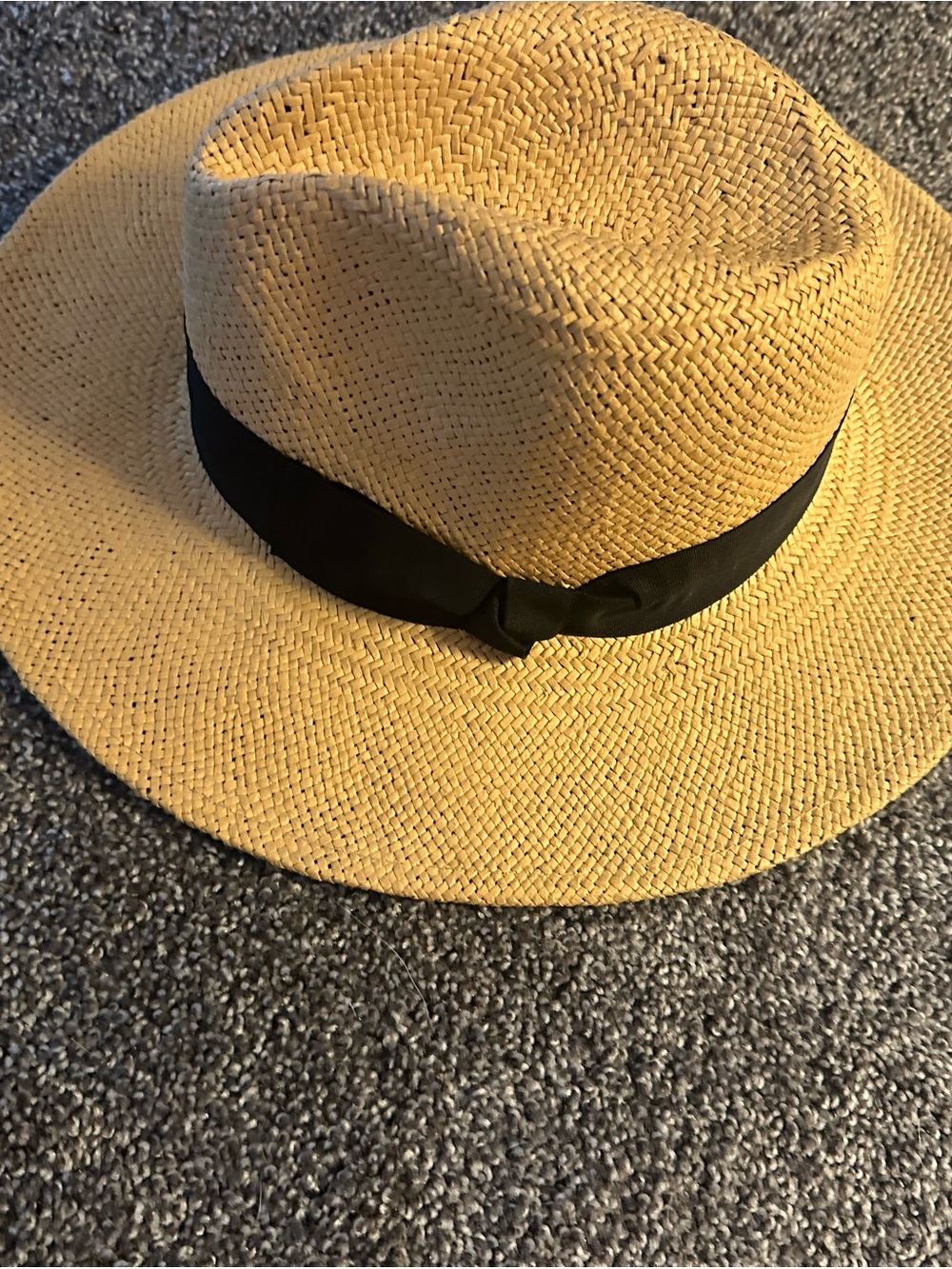 Straw Panama Hat with Black Band - Summer Sun Hat